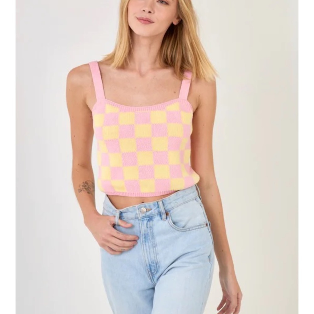 English Factory Keep It In Check Knit Crop Cami Large